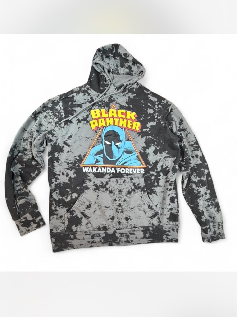 Marvel Black Panther Wakanda Forever Hoodie Acid Wash Graphic Pullover Men’s M